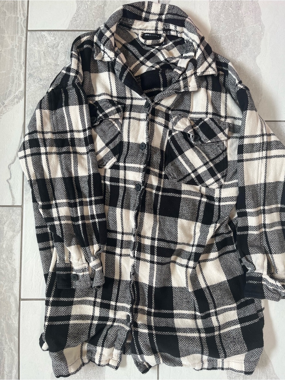 ASOS Black and White Plaid Button-Down Shirt